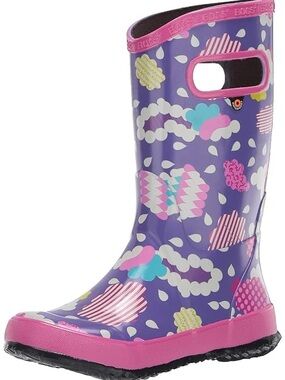 Bogs Toddler Purple & Pink Patterned Rain Boot with Handles